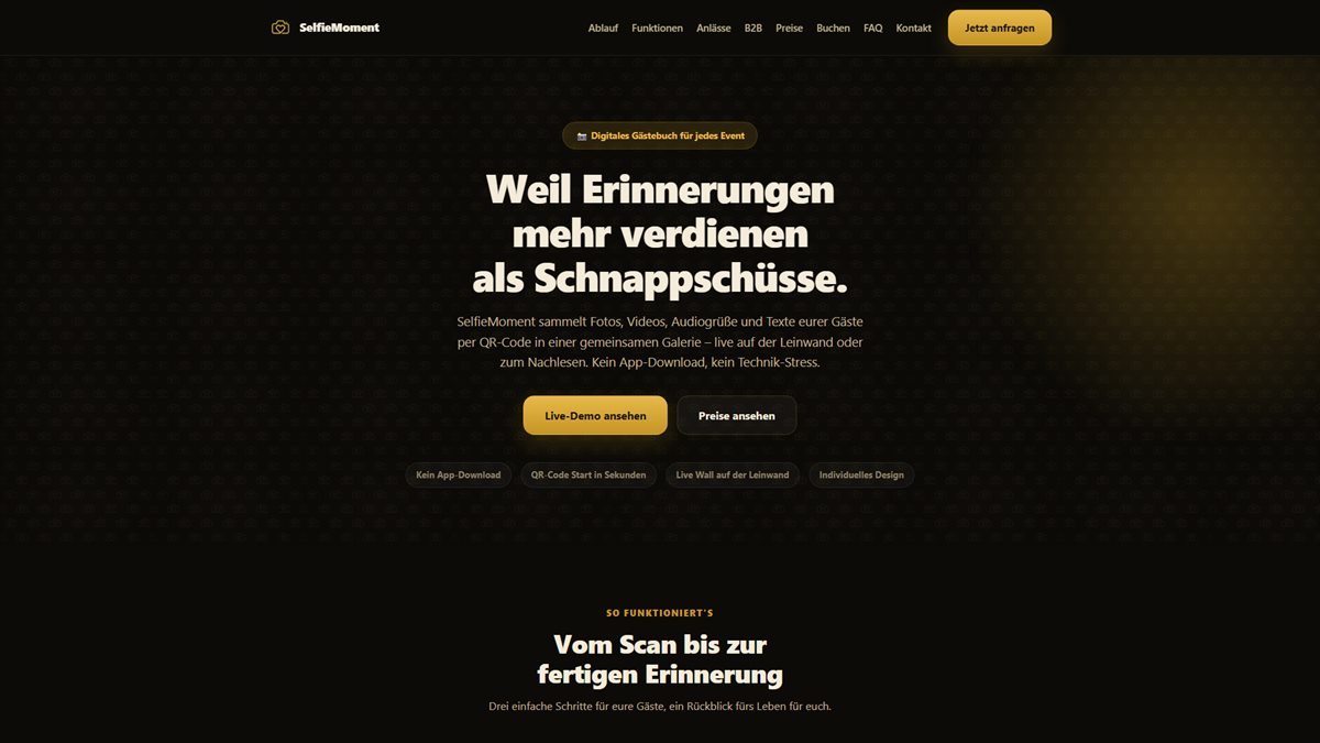 SelfieMoment – digitales Gästebuch für Hochzeiten und Events